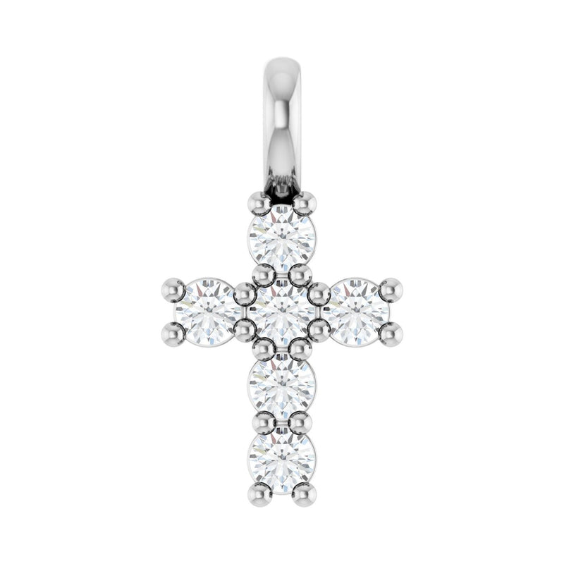 1 1/2 ct Round Lab Grown Diamond Accented Cross Pendant in 14K Wh...
