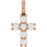 The Caron — Round Accented Cross Pendant - Rose