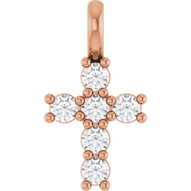 The Caron — Round Accented Cross Pendant - Rose