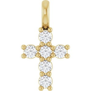 The Caron — Round Accented Cross Pendant - Yellow