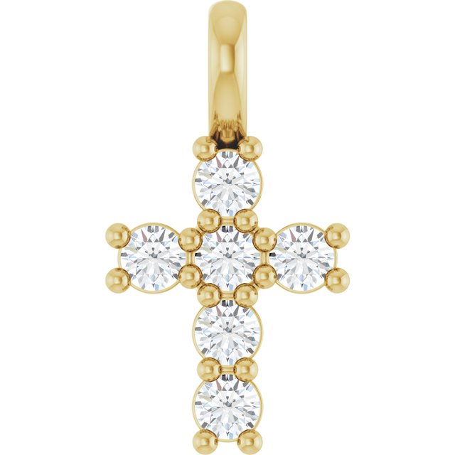The Caron — Round Accented Cross Pendant - Yellow