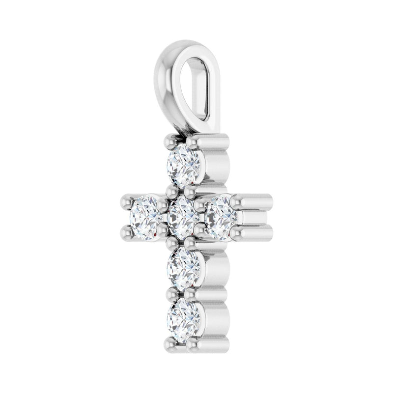 1 1/2 ct Round Lab Grown Diamond Accented Cross Pendant in 14K Wh... - view 2