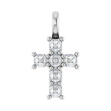 1 ct Asscher Lab Grown Diamond Accented Cross Pendant in 14K Whit...