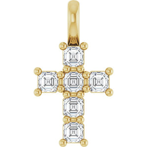 The Etoile — Asscher Accented Cross Pendant - Yellow