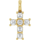 The Etoile — Asscher Accented Cross Pendant - Yellow