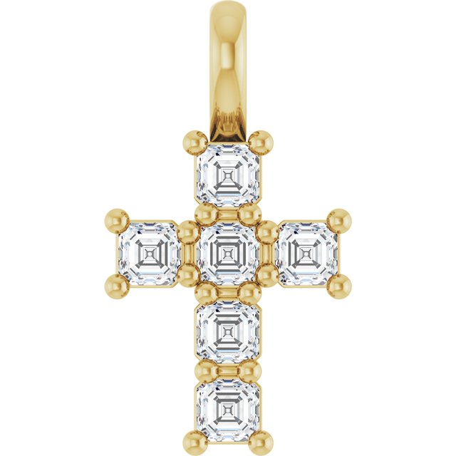 The Etoile — Asscher Accented Cross Pendant - Yellow