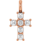 The Etoile — Asscher Accented Cross Pendant - Rose