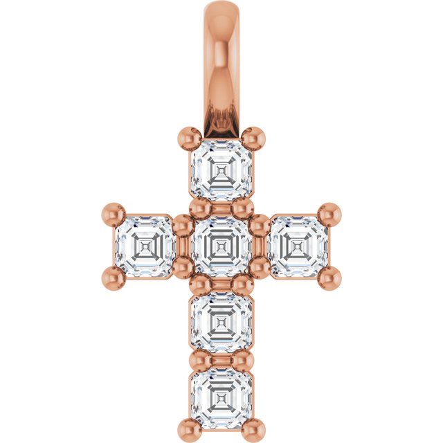 The Etoile — Asscher Accented Cross Pendant - Rose