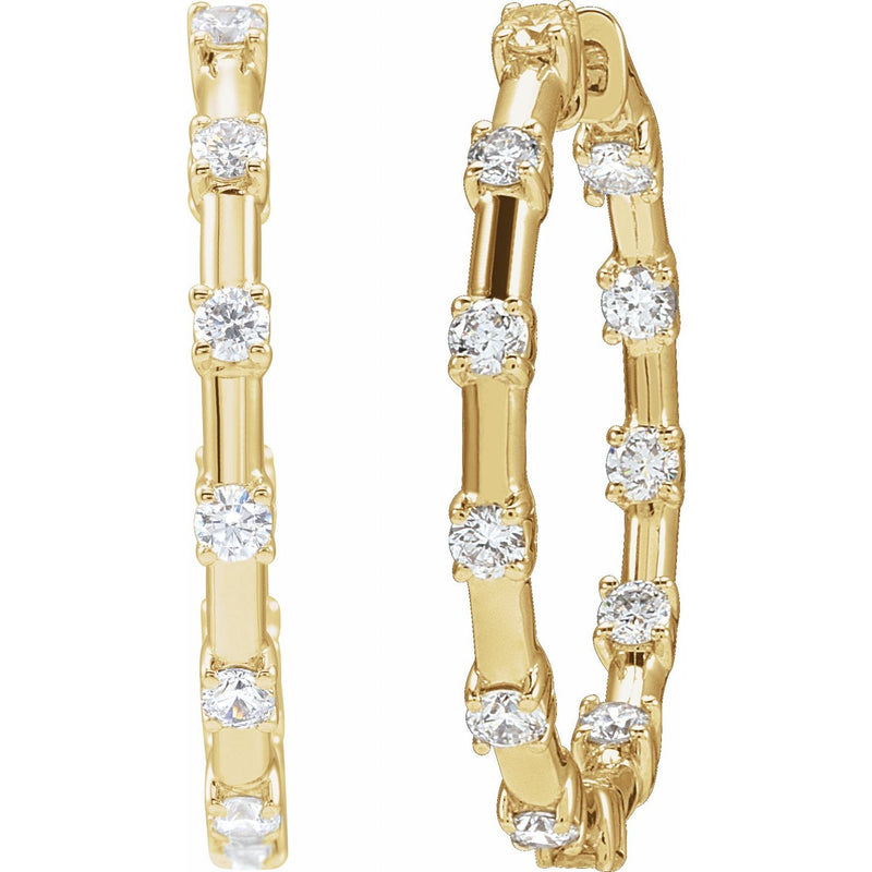 1 ct tw Round Lab Grown Diamond Hoop Earrings in 14K White Gold... - view 2