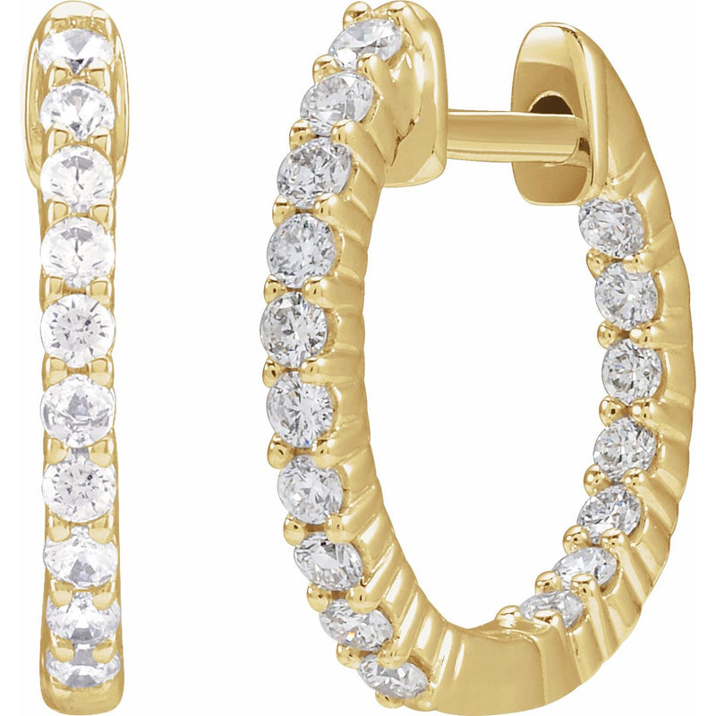 1 ct tw Round Lab Grown Diamond Hoop Earrings in 14K White Gold... - view 2