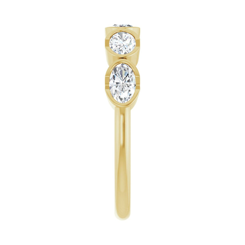 9/10 ct tw Five-Stone Bezel Lab Grown Anniversary Band in 14K Whi... - view 4
