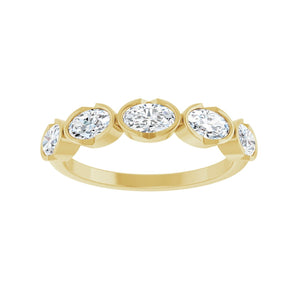 9/10 ct tw Five-Stone Bezel Lab Grown Anniversary Band in 14K Whi... - view 3