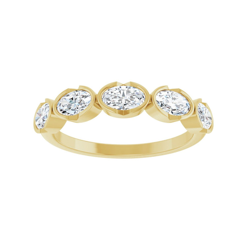 9/10 ct tw Five-Stone Bezel Lab Grown Anniversary Band in 14K Whi... - view 3