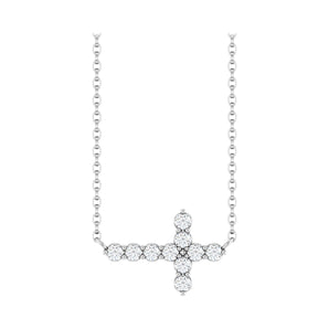 1/3 ct tw Accented Cross Lab Grown Diamond Necklace in 14K White ...