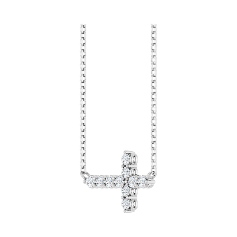 1/3 ct tw Accented Cross Lab Grown Diamond Necklace in 14K White ... - view 2
