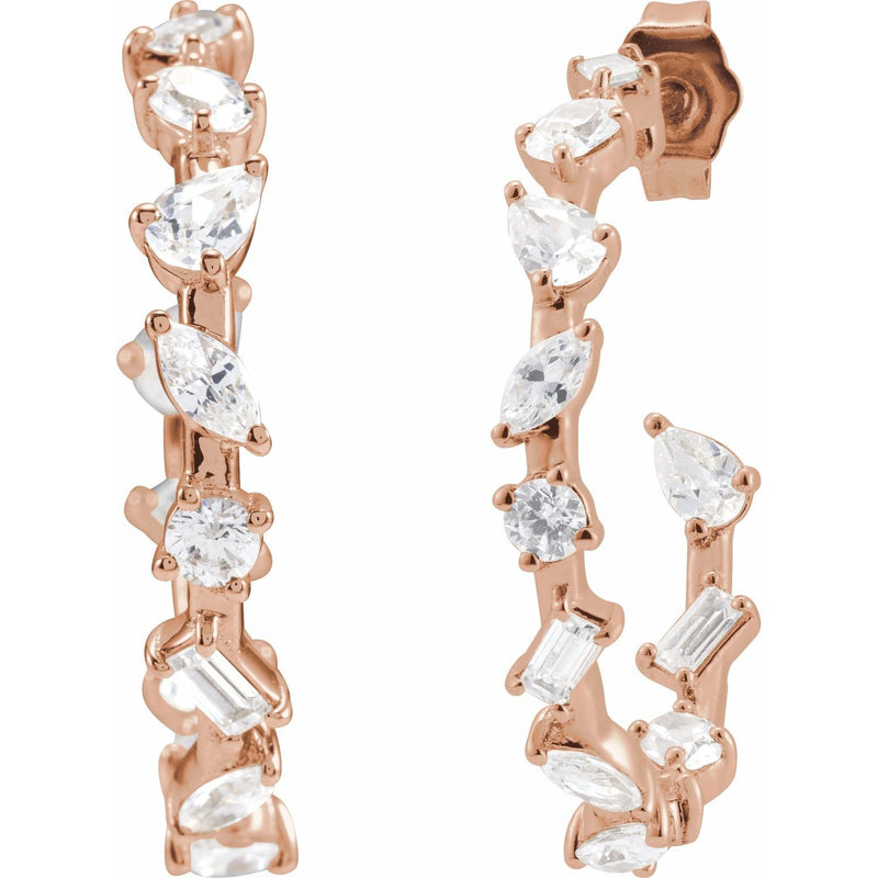 2 ct tw N/A Lab Grown Diamond Hoop Earrings in 14K White Gold... - view 2
