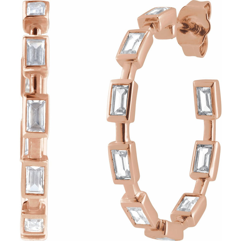 1 1/4 ct tw Straight Baguette Lab Grown Diamond Hoop Earrings in ... - view 2