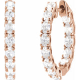 2 5/8 ct tw Oval Lab Grown Diamond Hoop Earrings in 14K White Gol... - view 2