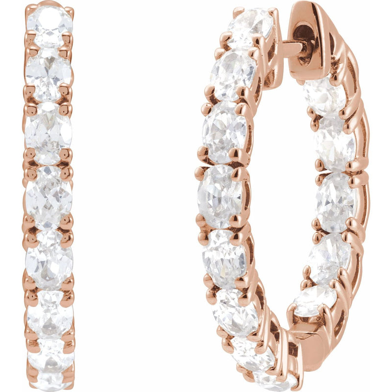 2 5/8 ct tw Oval Lab Grown Diamond Hoop Earrings in 14K White Gol... - view 2
