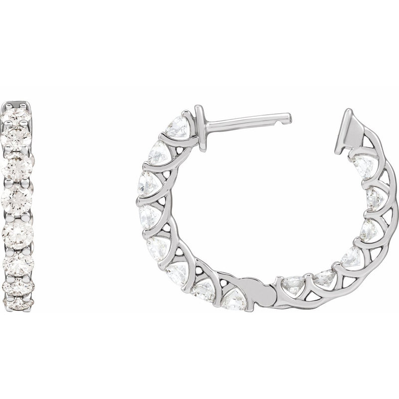2 1/5 ct tw Round Lab Grown Diamond Hoop Earrings in 14K White Go... - view 4