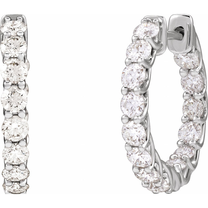 2 1/5 ct tw Round Lab Grown Diamond Hoop Earrings in 14K White Go... - view 2