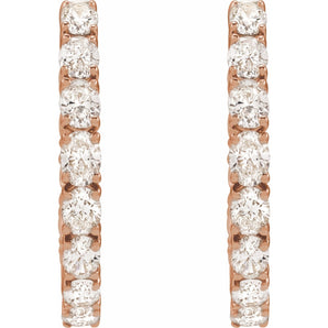 2 5/8 ct tw Oval Lab Grown Diamond Hoop Earrings in 14K White Gol... - view 3