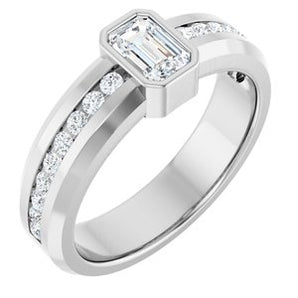 Diamond Wedding Band — 6 X 4 mm Emerald (126928)