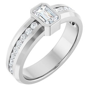 Diamond Wedding Band — 6 X 4 mm Emerald (126928)