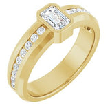 Diamond Wedding Band — 6 X 4 mm Emerald (126928) — 14K Yellow Gold