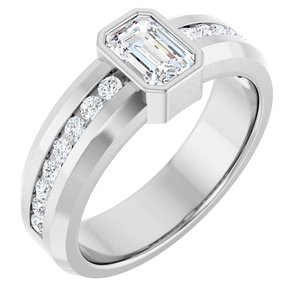 Diamond Wedding Band — 6.5 X 4.5 mm Emerald (126928)