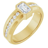 Diamond Wedding Band — 6.5 X 4.5 mm Emerald (126928) — 14K Yellow Gold