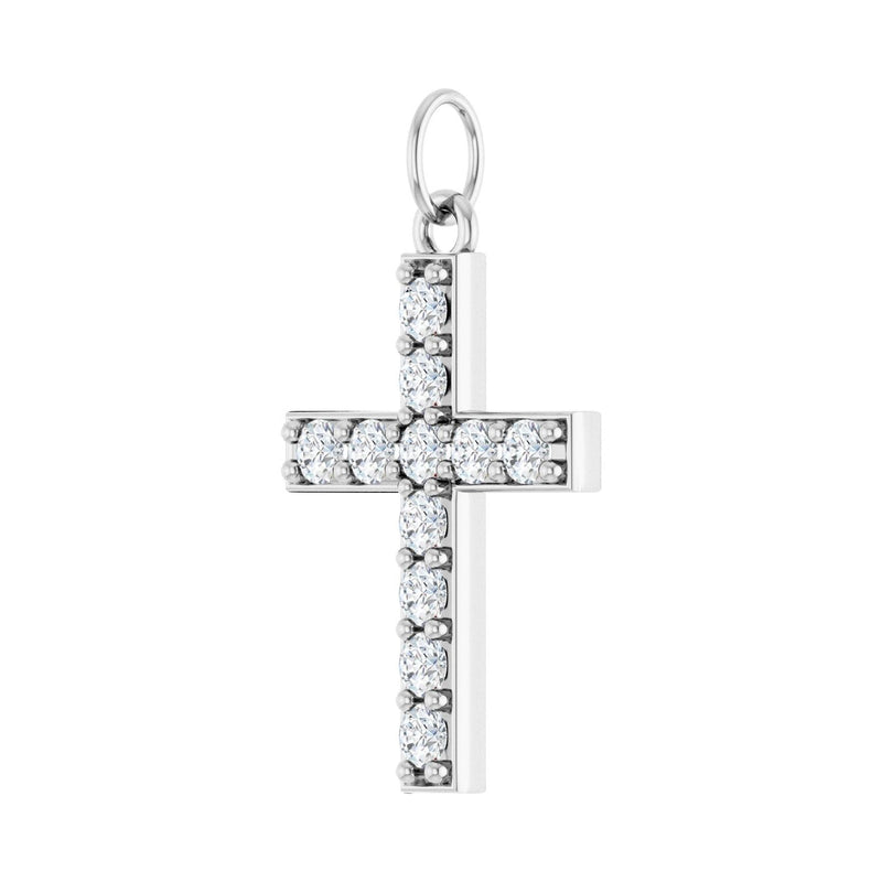 1/2 ct Round Lab Grown Diamond Accented Cross Pendant in 14K Whit... - view 3
