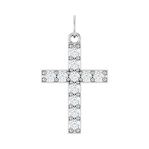 1/2 ct Round Lab Grown Diamond Accented Cross Pendant in 14K Whit...