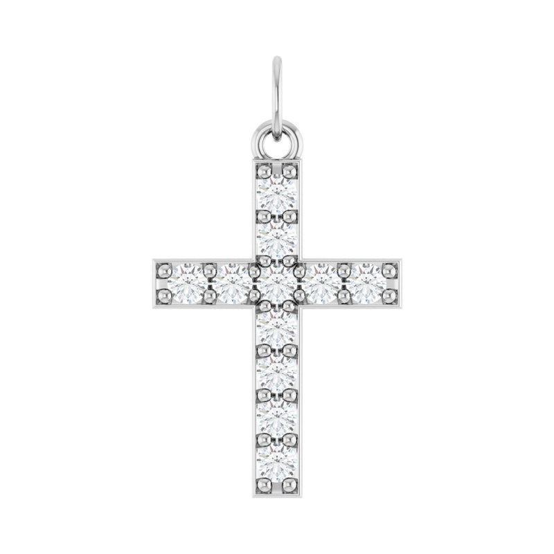 1/2 ct Round Lab Grown Diamond Accented Cross Pendant in 14K Whit...