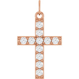 The Jethro — Round Accented Cross Pendant - Rose
