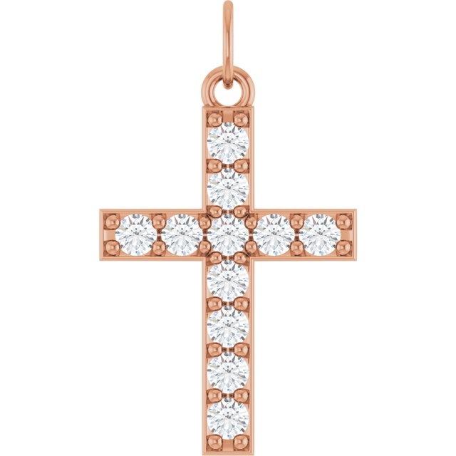 The Jethro — Round Accented Cross Pendant - Rose