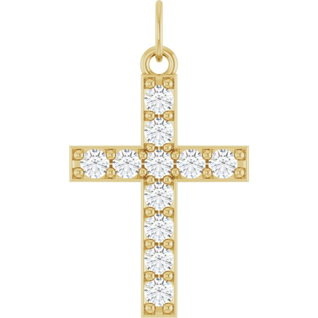 The Jethro — Round Accented Cross Pendant - Yellow