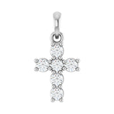 1 ct Round Lab Grown Diamond Accented Cross Pendant in 14K White ...