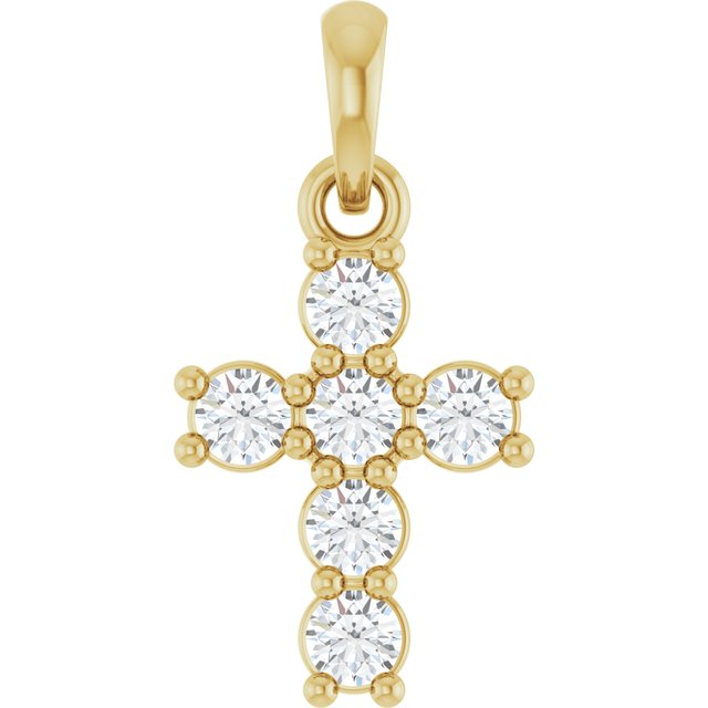 The Esha — Round Accented Cross Pendant - Yellow