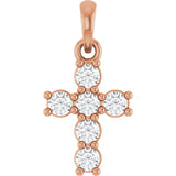The Esha — Round Accented Cross Pendant - Rose