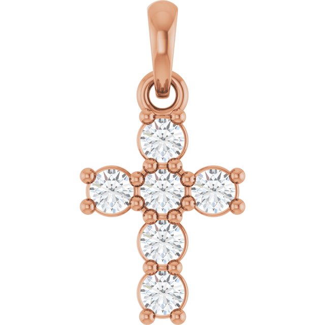 The Esha — Round Accented Cross Pendant - Rose