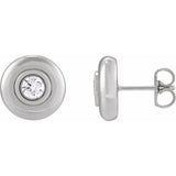1/2 ct tw Round Lab Grown Diamond Bezel Stud Earrings in 14K Whit...