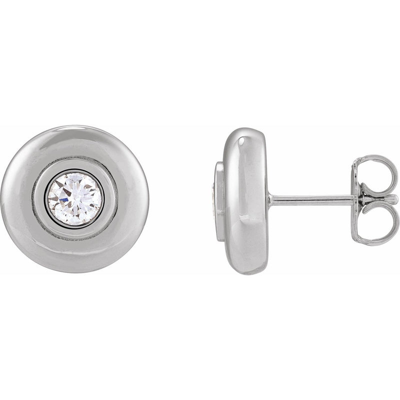 1/2 ct tw Round Lab Grown Diamond Bezel Stud Earrings in 14K Whit...