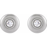 1/2 ct tw Round Lab Grown Diamond Bezel Stud Earrings in 14K Whit... - view 2