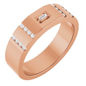 Diamond Wedding Band — 2.5 X 1 mm Straight Baguette (126905) — 14K Rose Gold