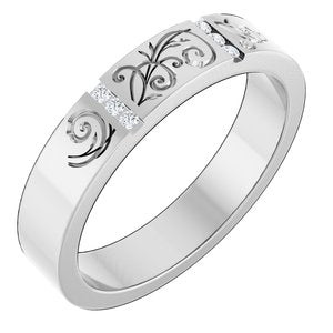 Floral Diamond Wedding Band — 1.3 mm Round (127029)