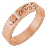 Floral Diamond Wedding Band — 1.3 mm Round (127029) — 14K Rose Gold