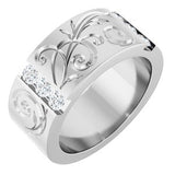 Floral Diamond Wedding Band — 3 mm Round (127029)