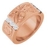 Floral Diamond Wedding Band — 3 mm Round (127029) — 14K Rose Gold