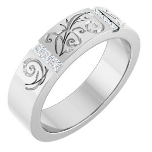 Floral Diamond Wedding Band — 1.75 X 1.75 mm Square (127029)